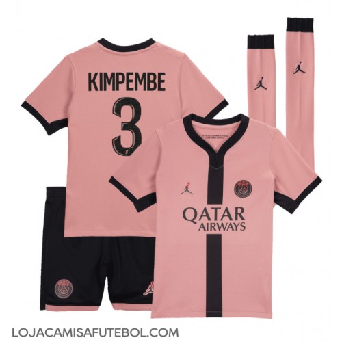 Camisa de Futebol Paris Saint-Germain Presnel Kimpembe #3 Equipamento Alternativo Infantil 2024-25 Manga Curta (+ Calças curtas)